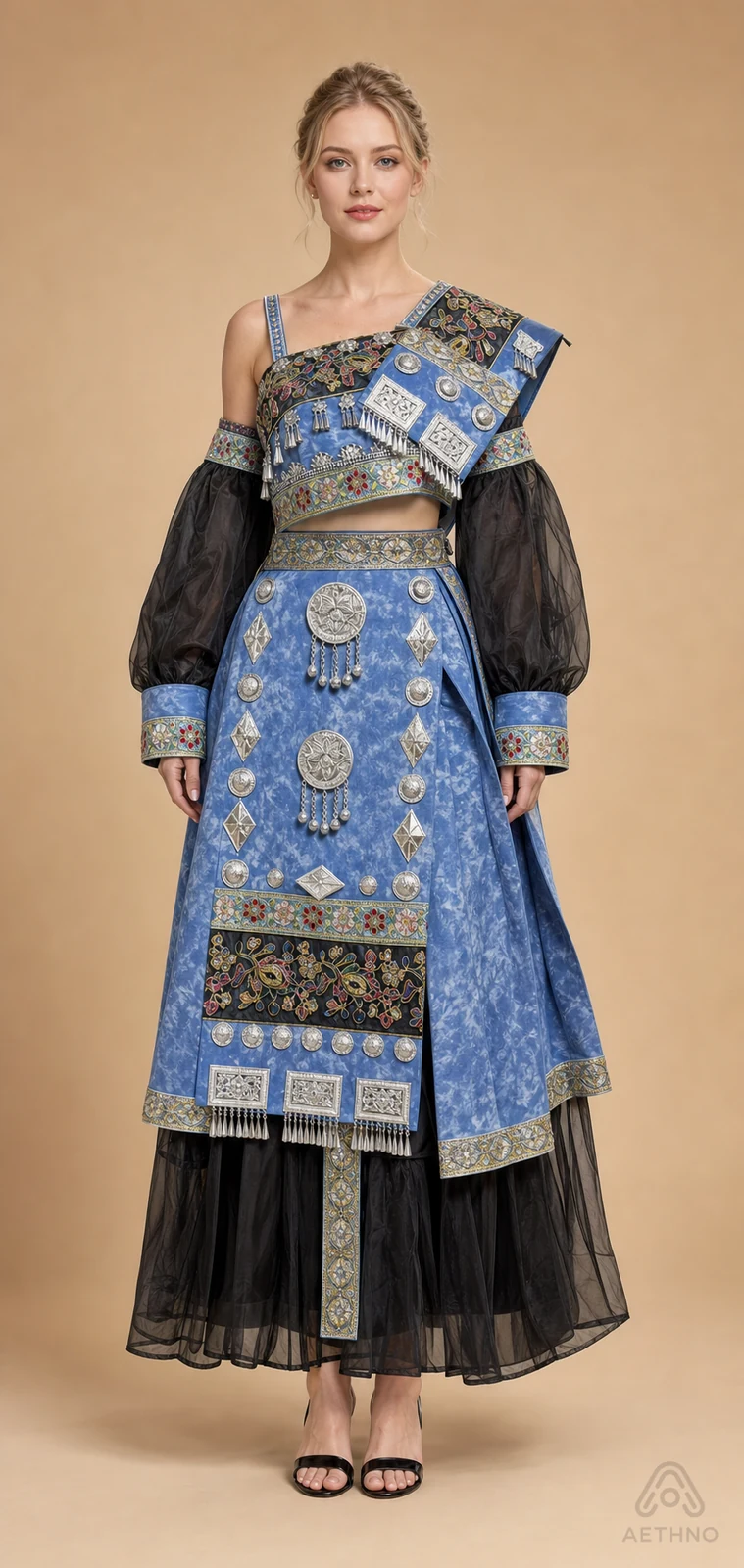 AETHNO Miao-Inspired Embroidered Women's Outfit - Look 235