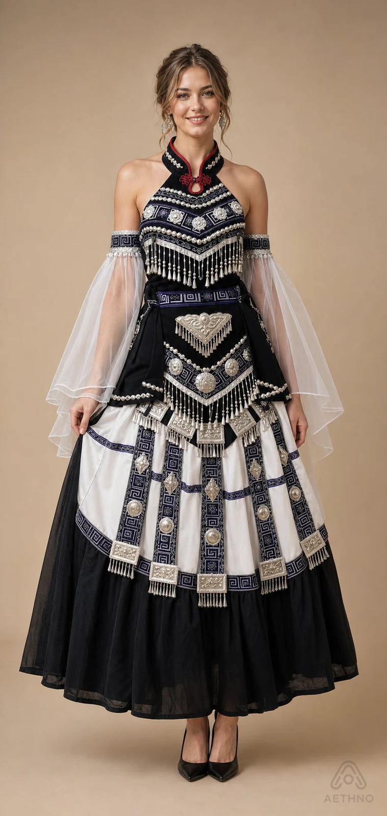 AETHNO Miao-Inspired Embroidered Women's Outfit - Look 236