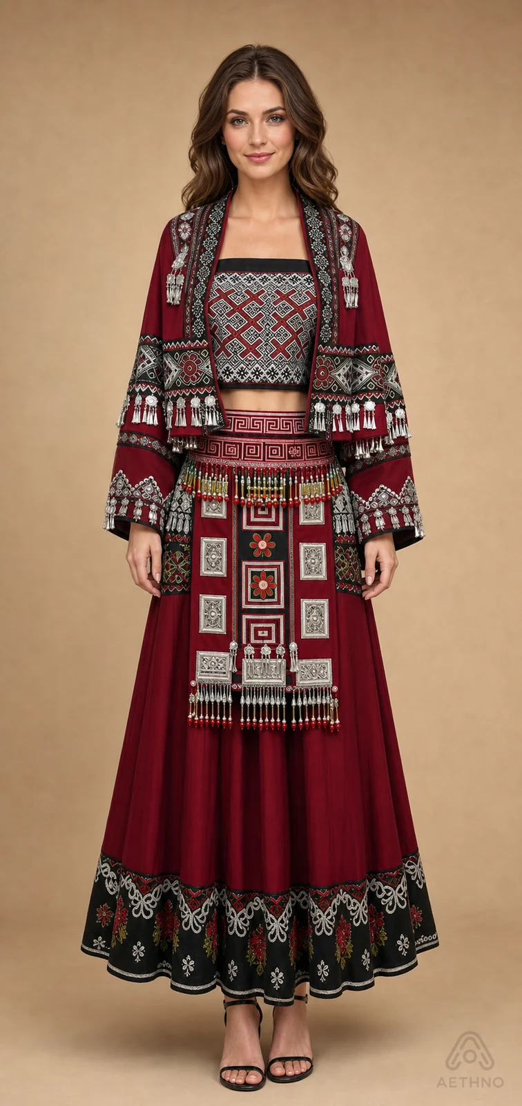 AETHNO Miao-Inspired Embroidered Women's Outfit - Look 245