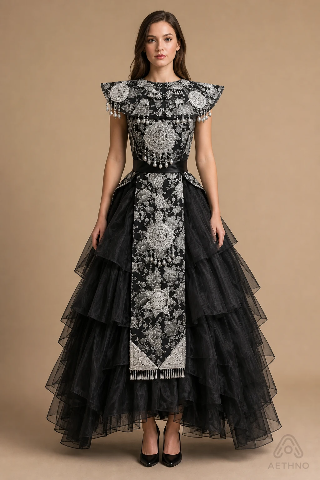 AETHNO Miao-Inspired Embroidered Women's Outfit - Look 247