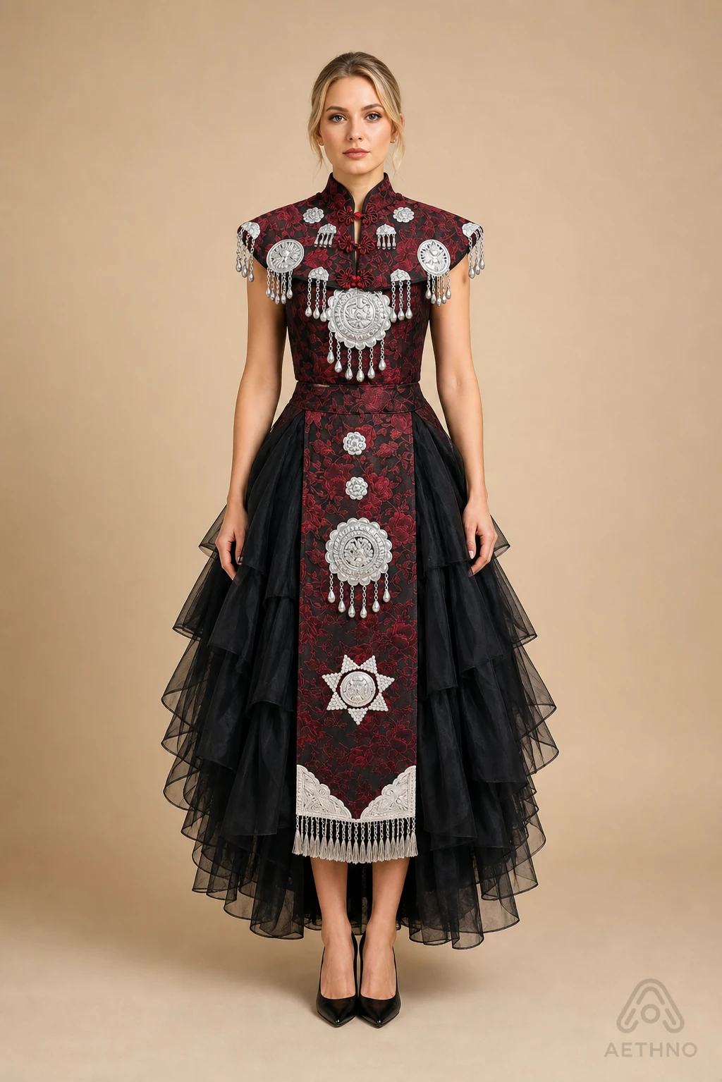 AETHNO Miao-Inspired Embroidered Women's Outfit - Look 248