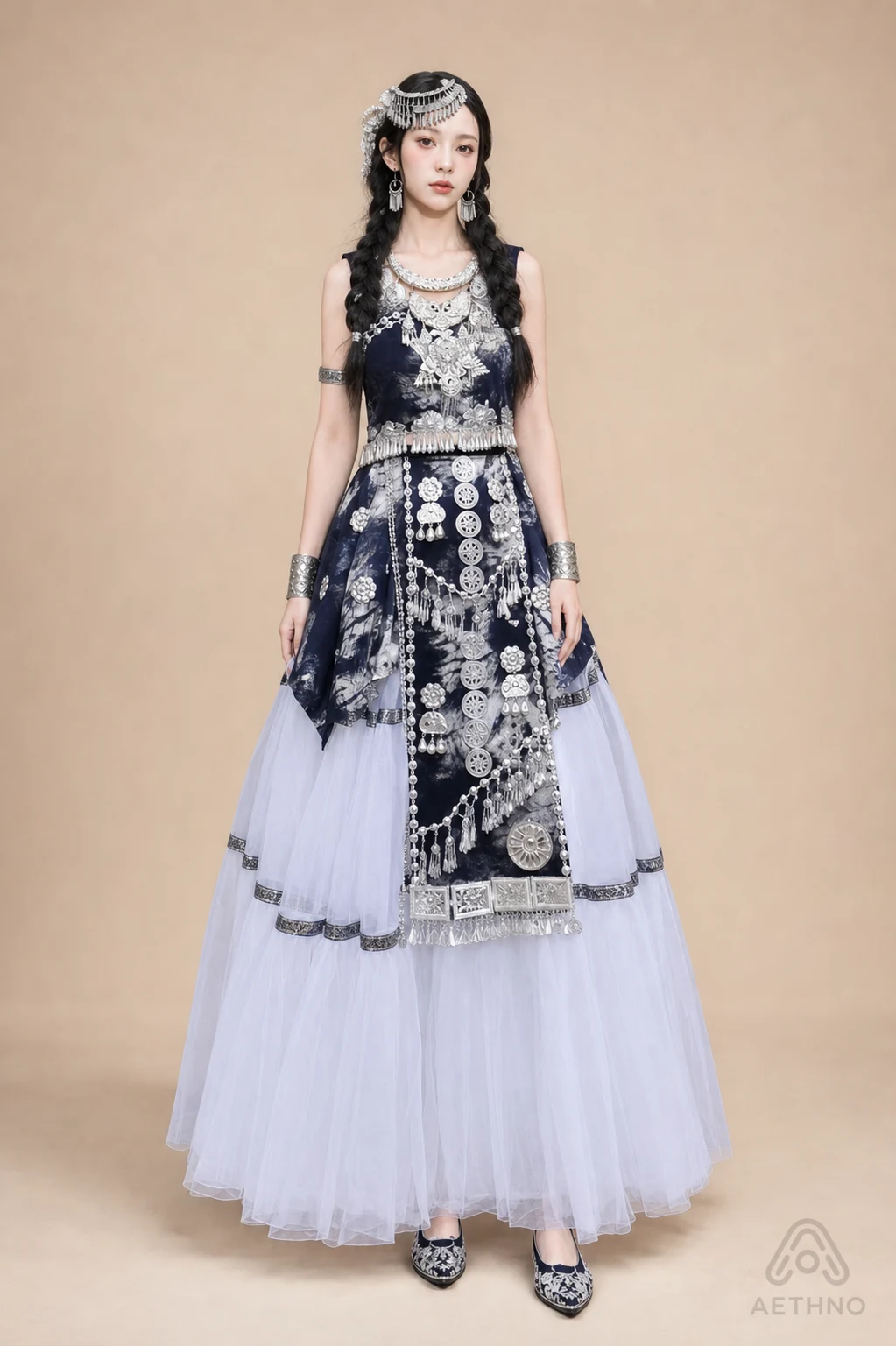 AETHNO Miao-Inspired Embroidered Women's Outfit - Look 249