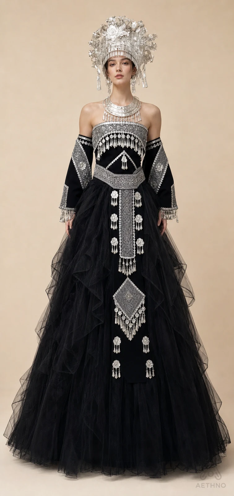 AETHNO Miao-Inspired Embroidered Women's Outfit - Look 256