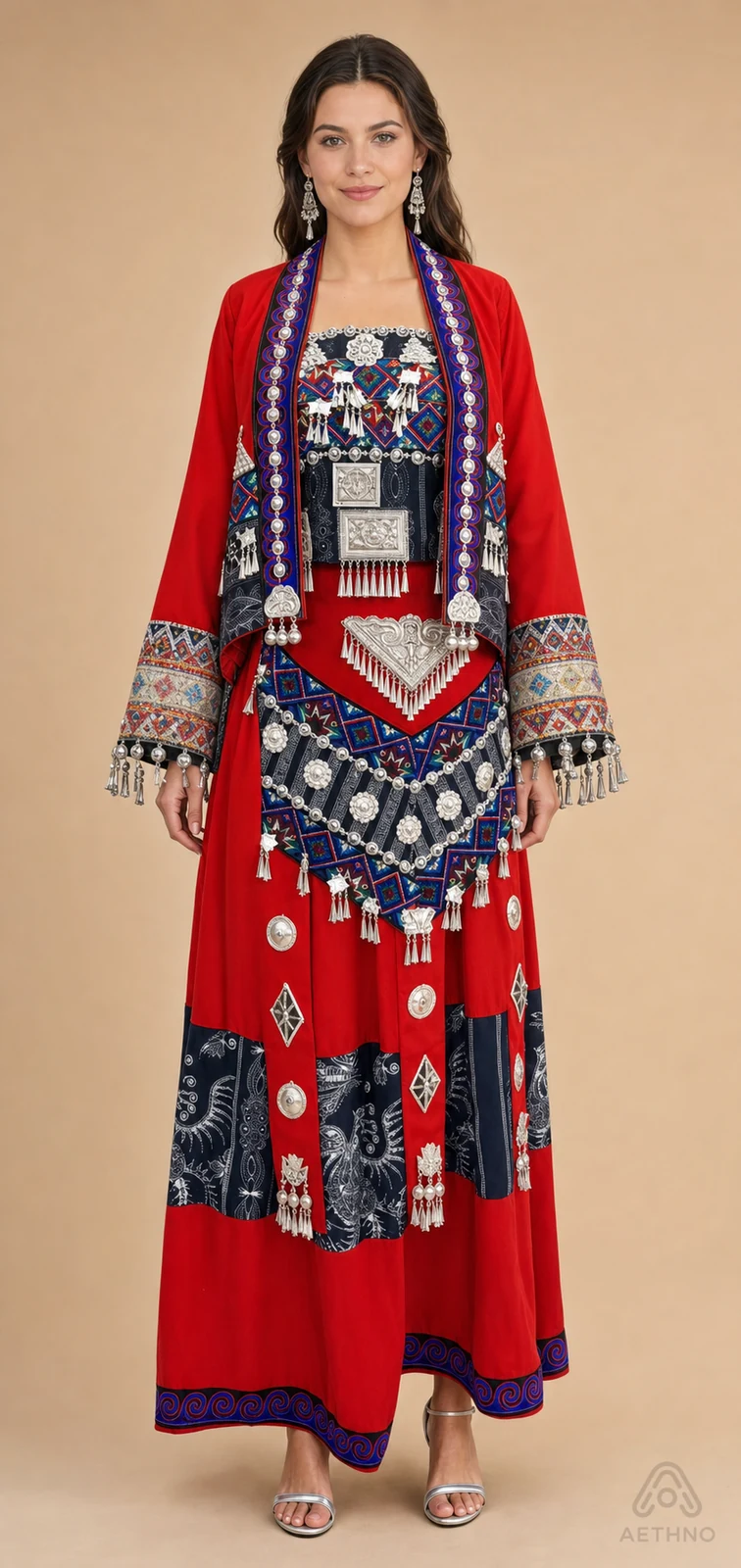 AETHNO Miao-Inspired Embroidered Women's Outfit - Look 264