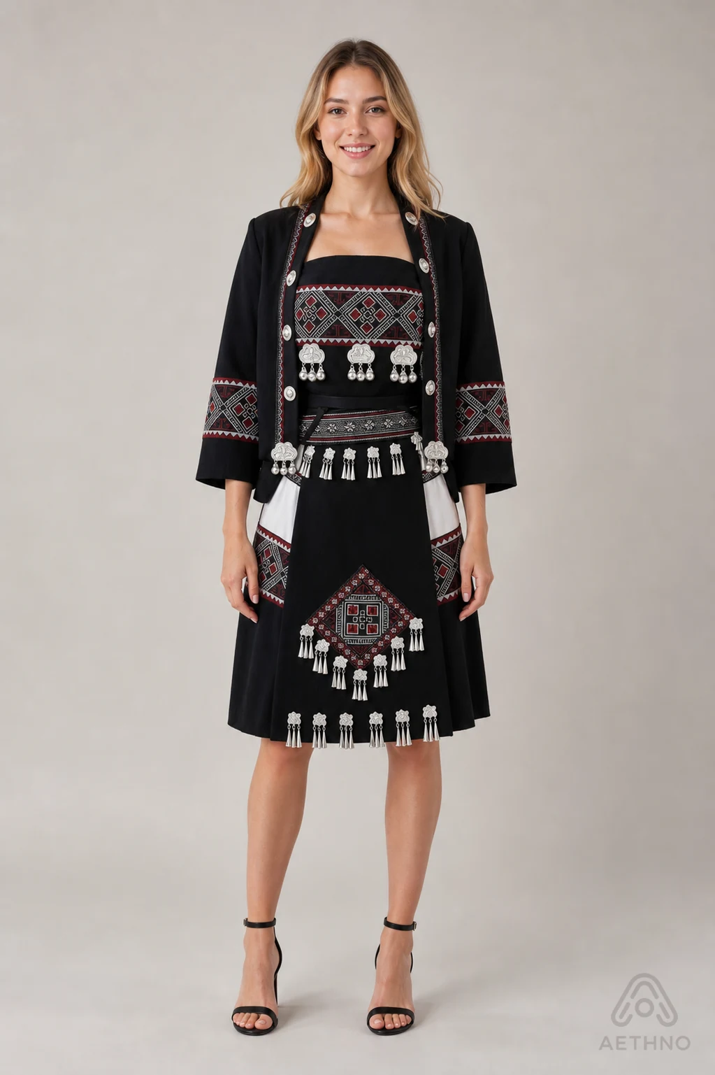 AETHNO Miao-Inspired Embroidered Women's Outfit - Look 267
