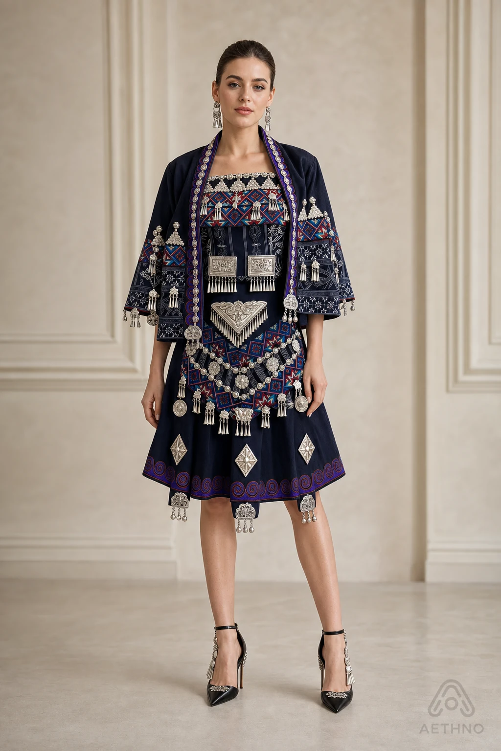 AETHNO Miao-Inspired Embroidered Women's Outfit - Look 276