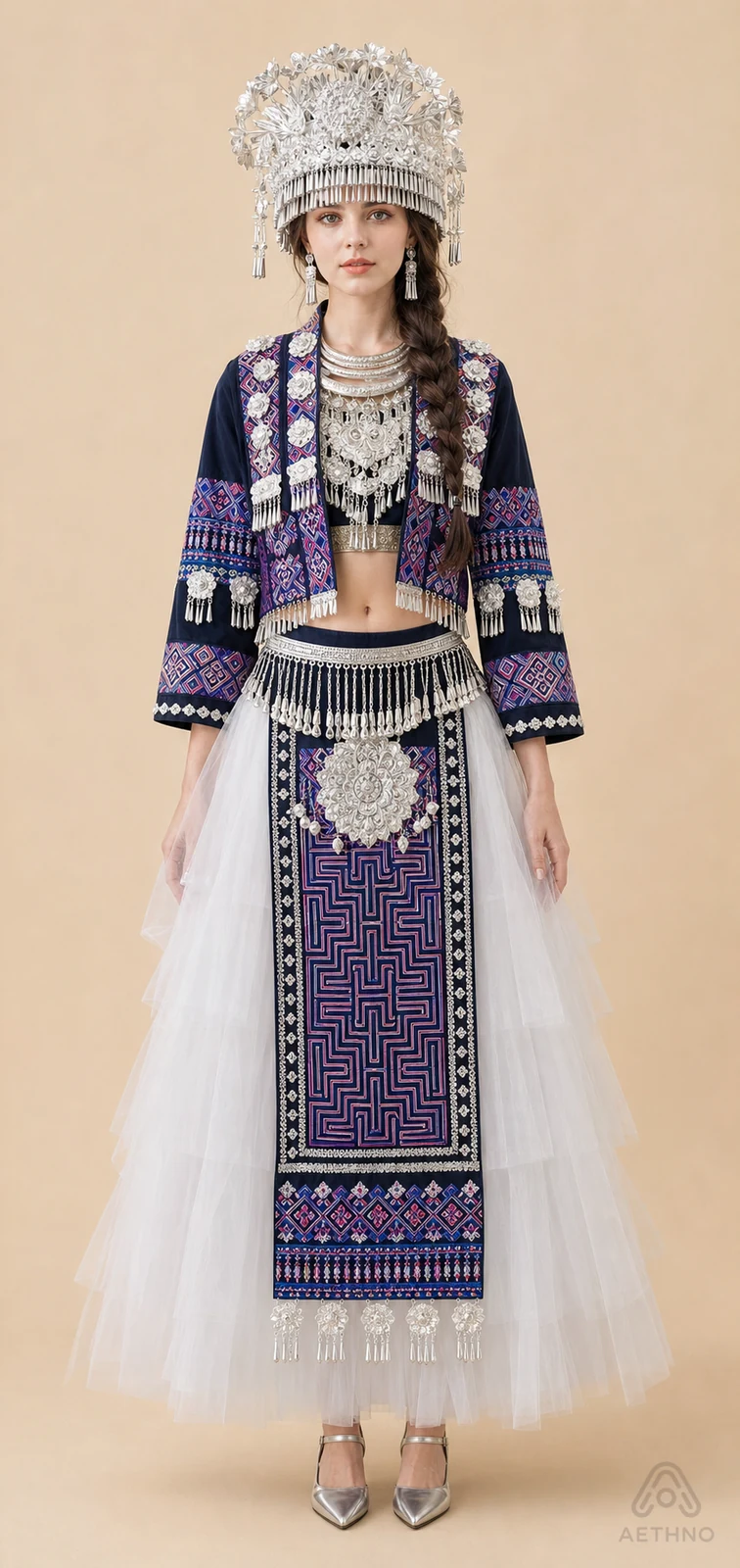 AETHNO Miao-Inspired Embroidered Women's Outfit - Look 283