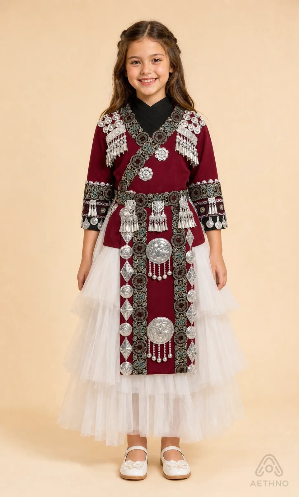 AETHNO Miao-Inspired Embroidered Girls' Outfit - Look 284 Kids Style 01