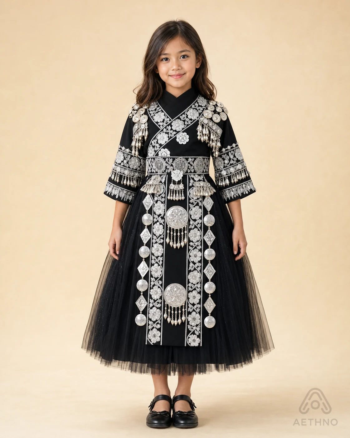 AETHNO Miao-Inspired Embroidered Girls' Outfit - Look 284 Kids Style 02