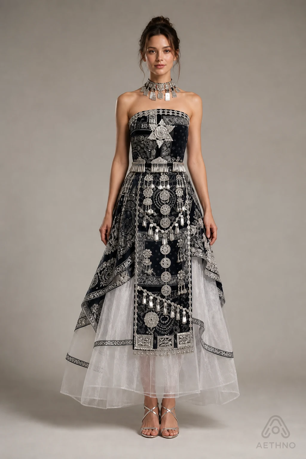 AETHNO Miao-Inspired Embroidered Women's Outfit - Look 293