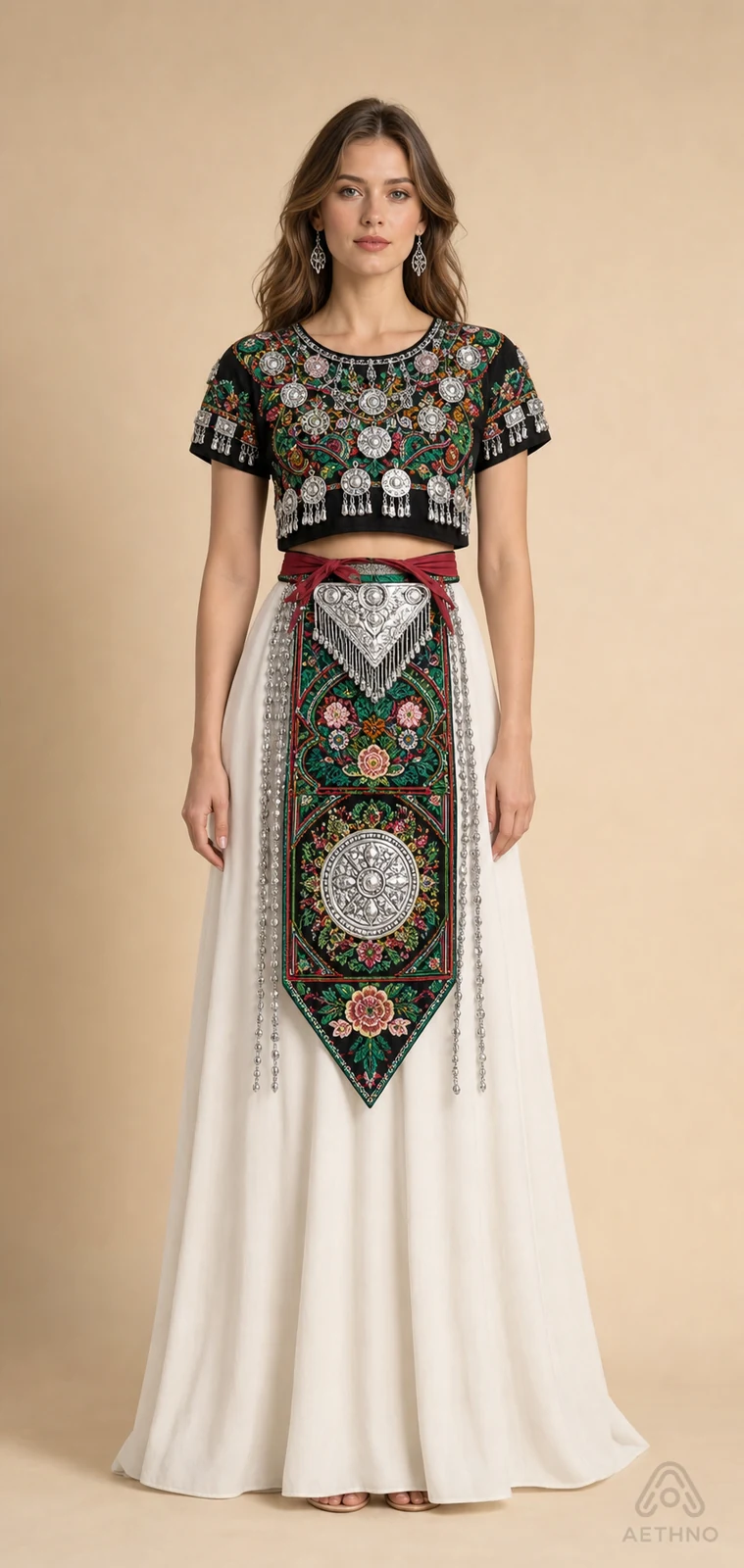 AETHNO Miao-Inspired Embroidered Women's Outfit - Look 298