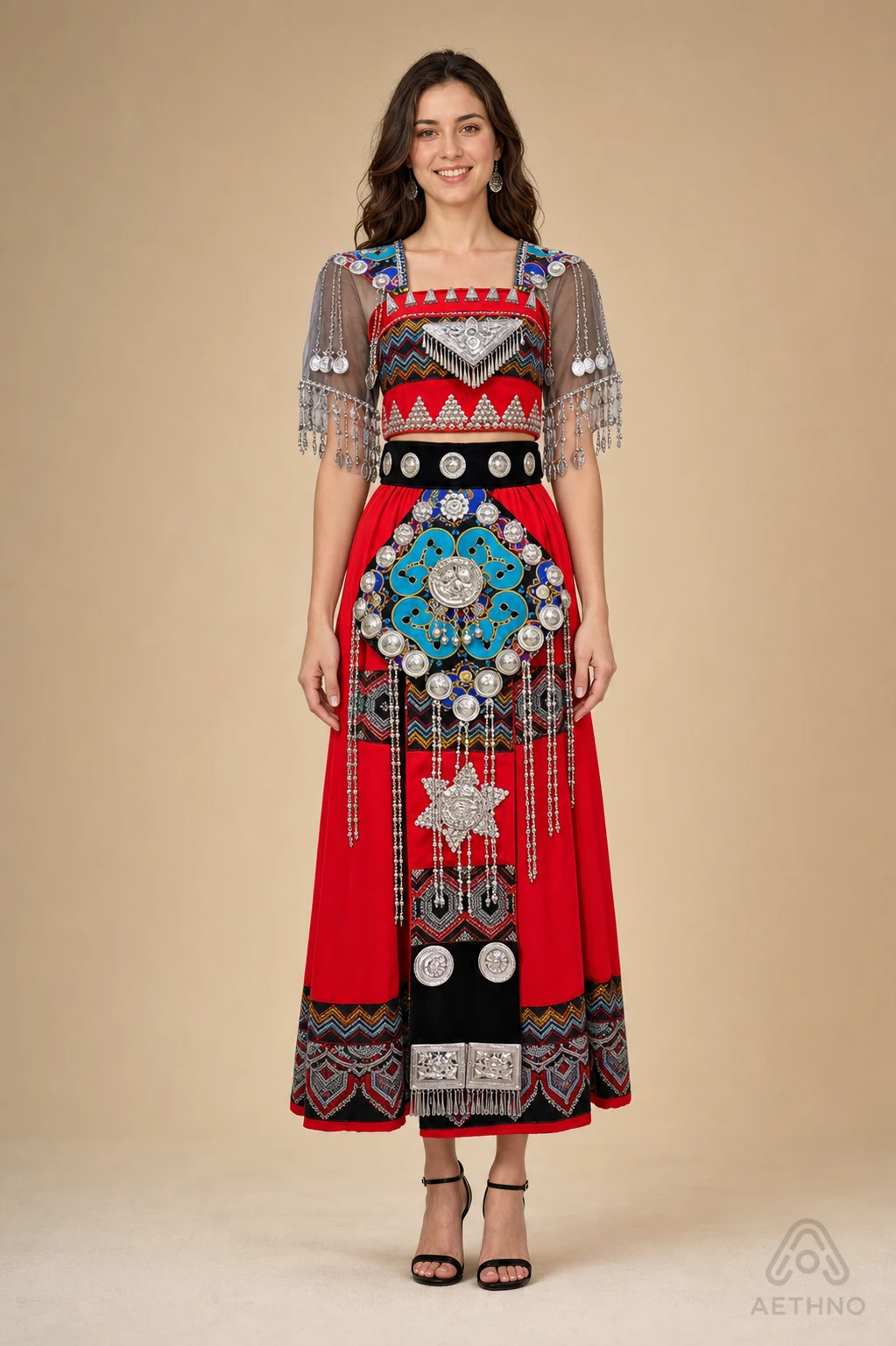 AETHNO Miao-Inspired Embroidered Women's Outfit - Look 303