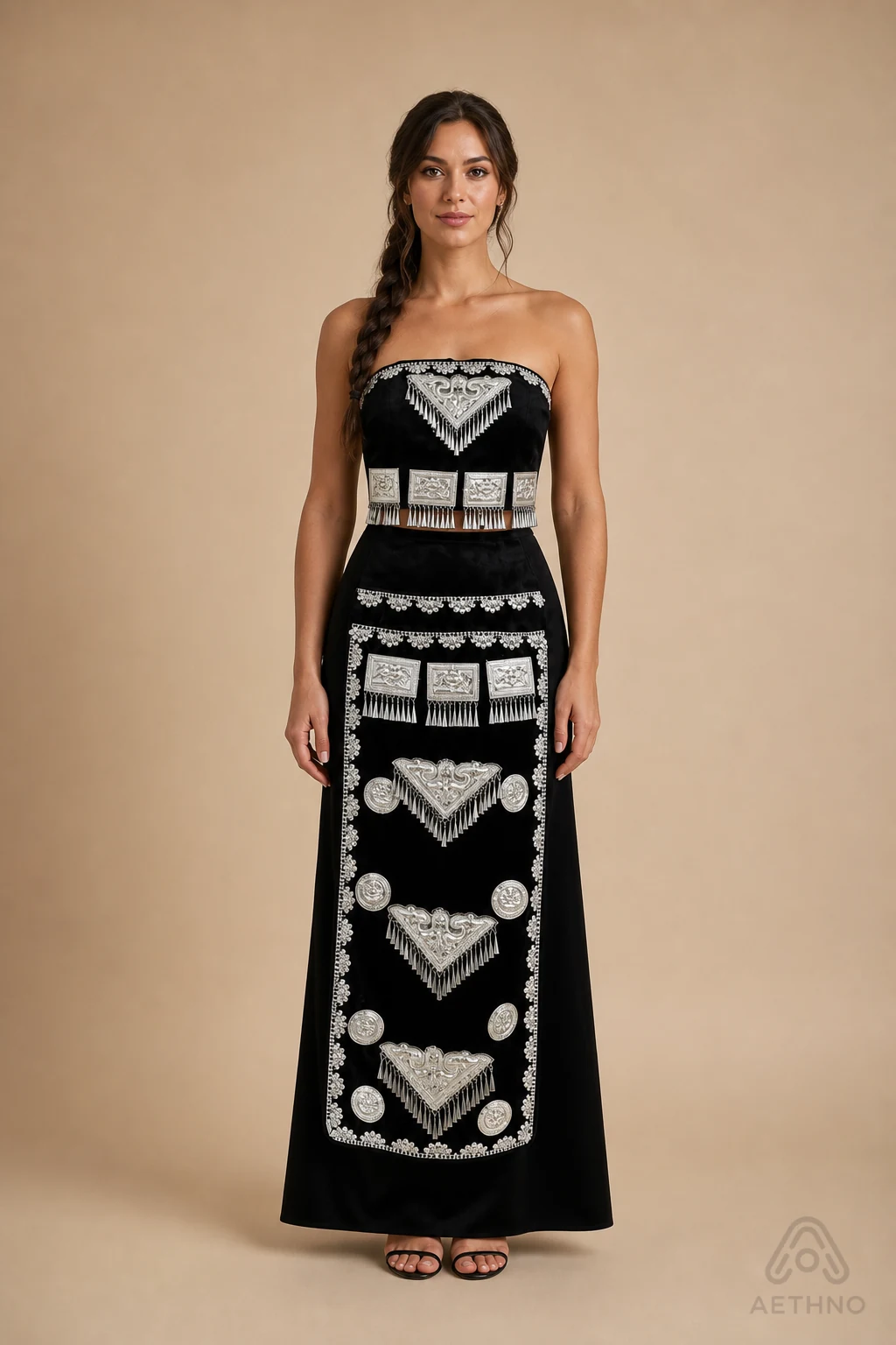 AETHNO Miao-Inspired Embroidered Women's Outfit - Look 309