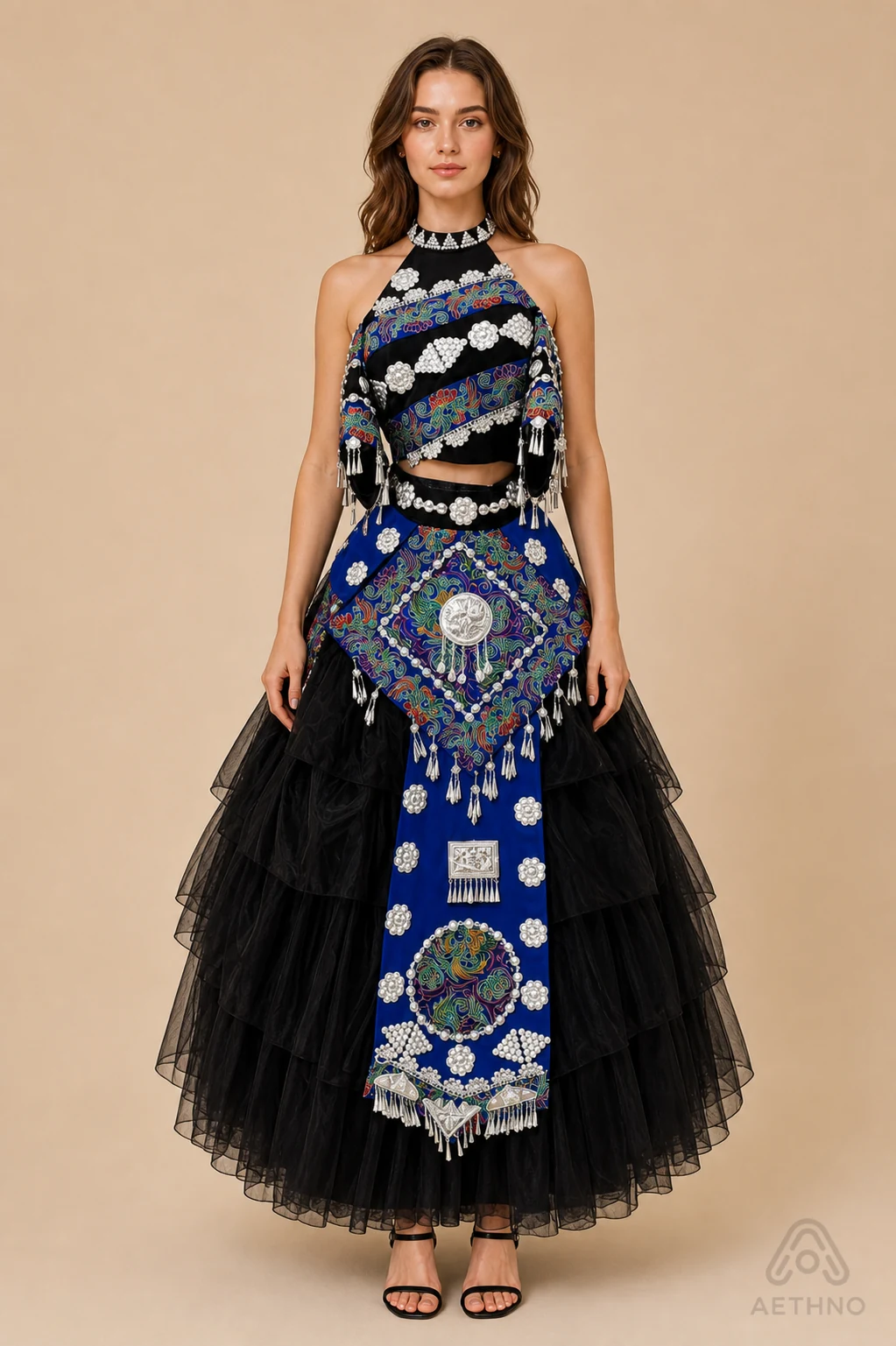 AETHNO Miao-Inspired Embroidered Women's Outfit - Look 319