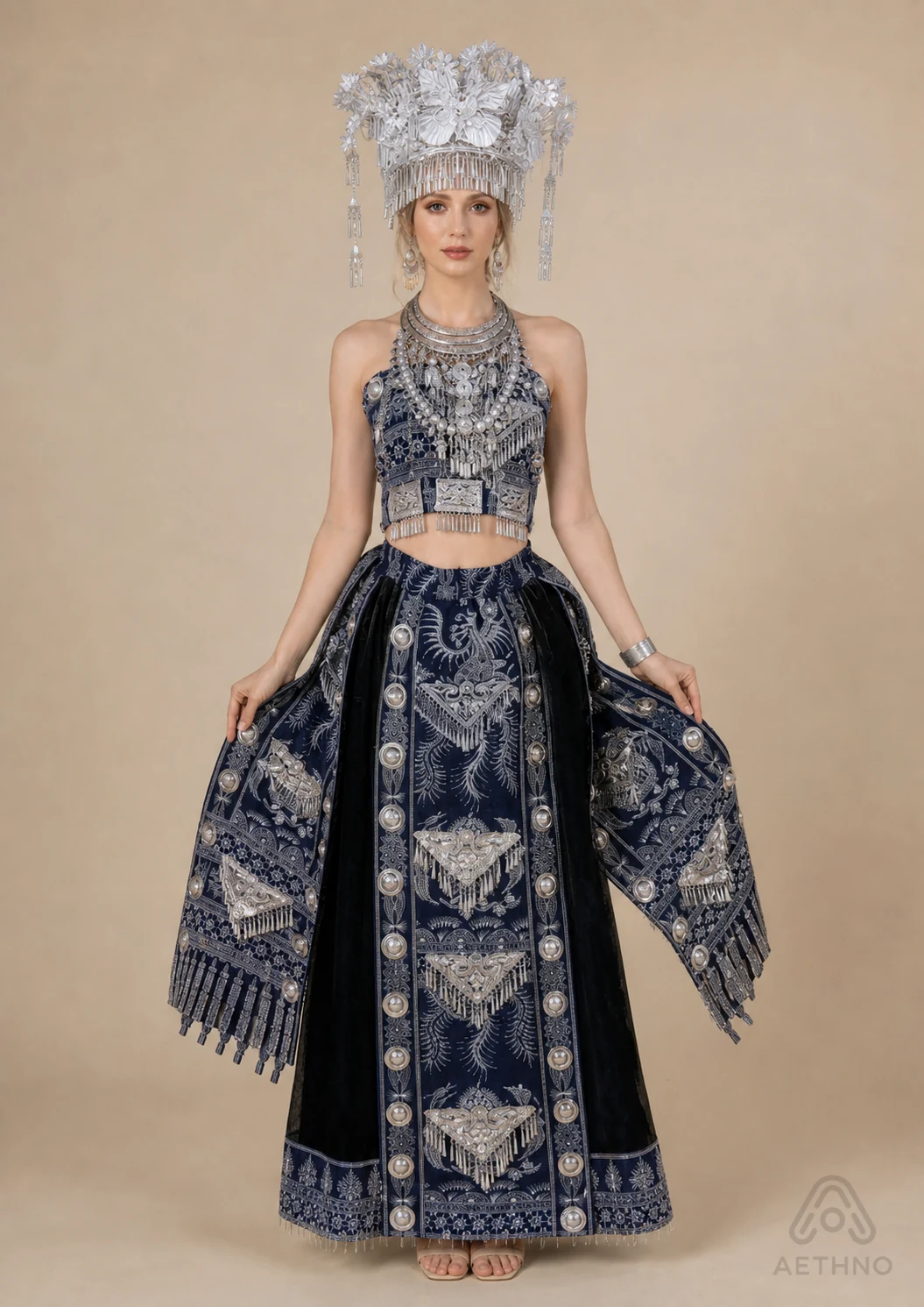 AETHNO Miao-Inspired Embroidered Women's Outfit - Look 322