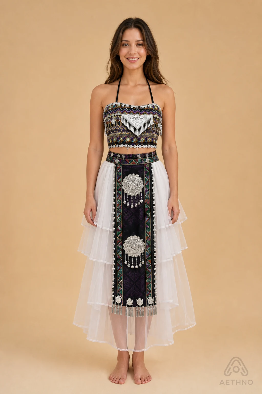 AETHNO Miao-Inspired Embroidered Women's Outfit - Look 323
