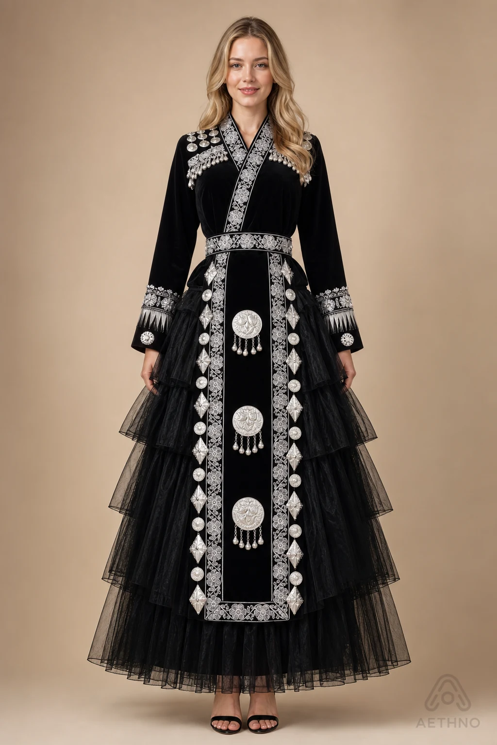 AETHNO Miao-Inspired Embroidered Women's Outfit - Look 325