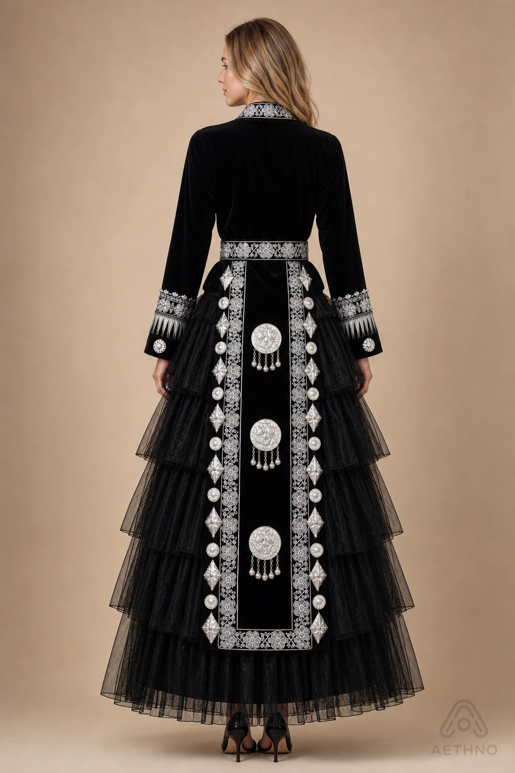 AETHNO Miao-Inspired Embroidered Women's Outfit - Look 325 - Image 4