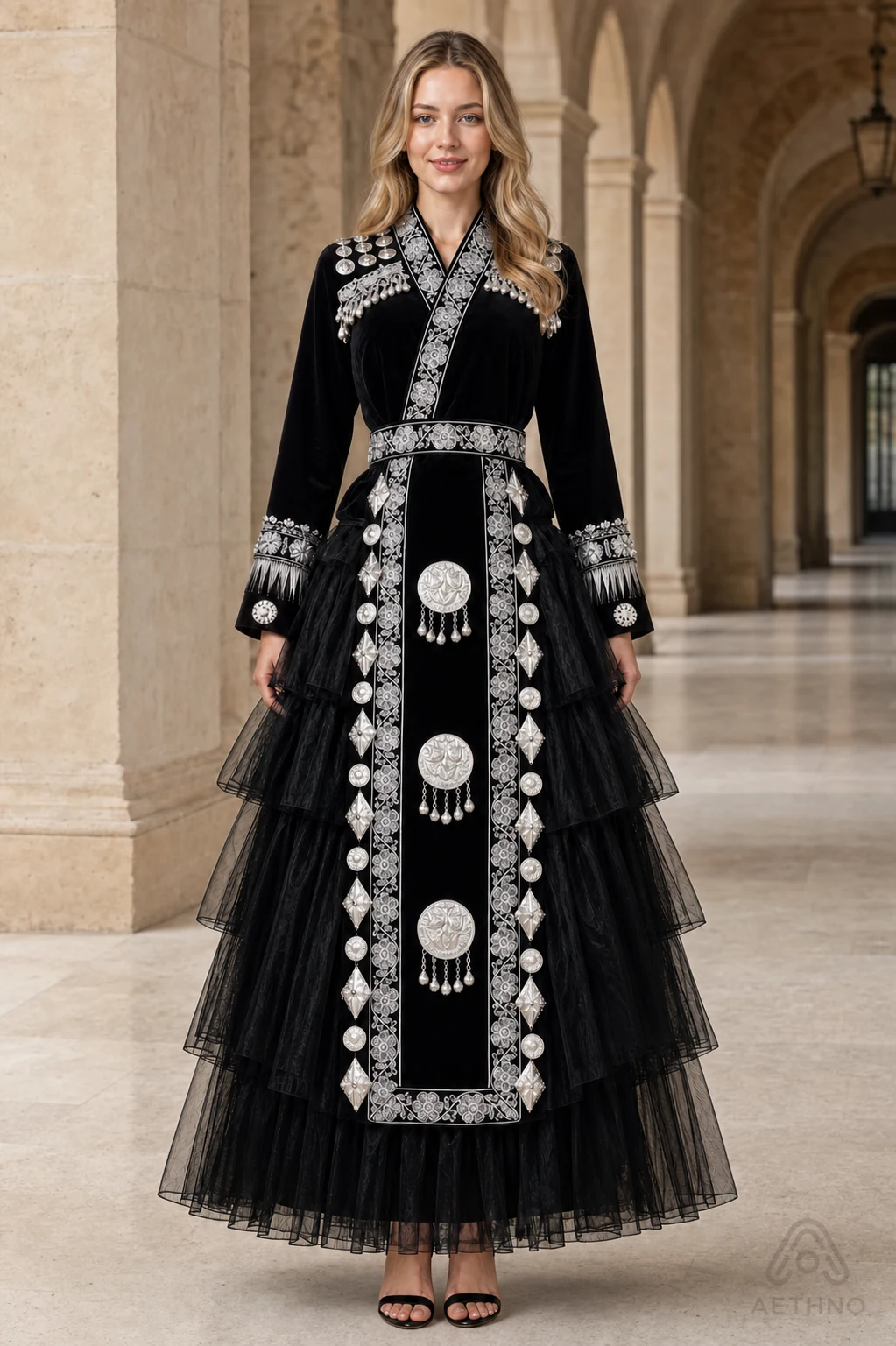 AETHNO Miao-Inspired Embroidered Women's Outfit - Look 325 - Image 9