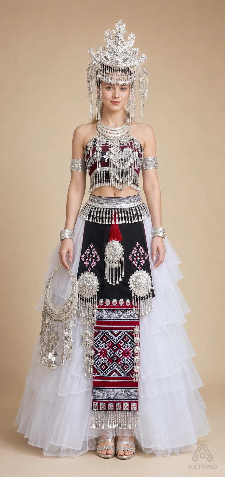 AETHNO Miao-Inspired Embroidered Women's Outfit - Look 326