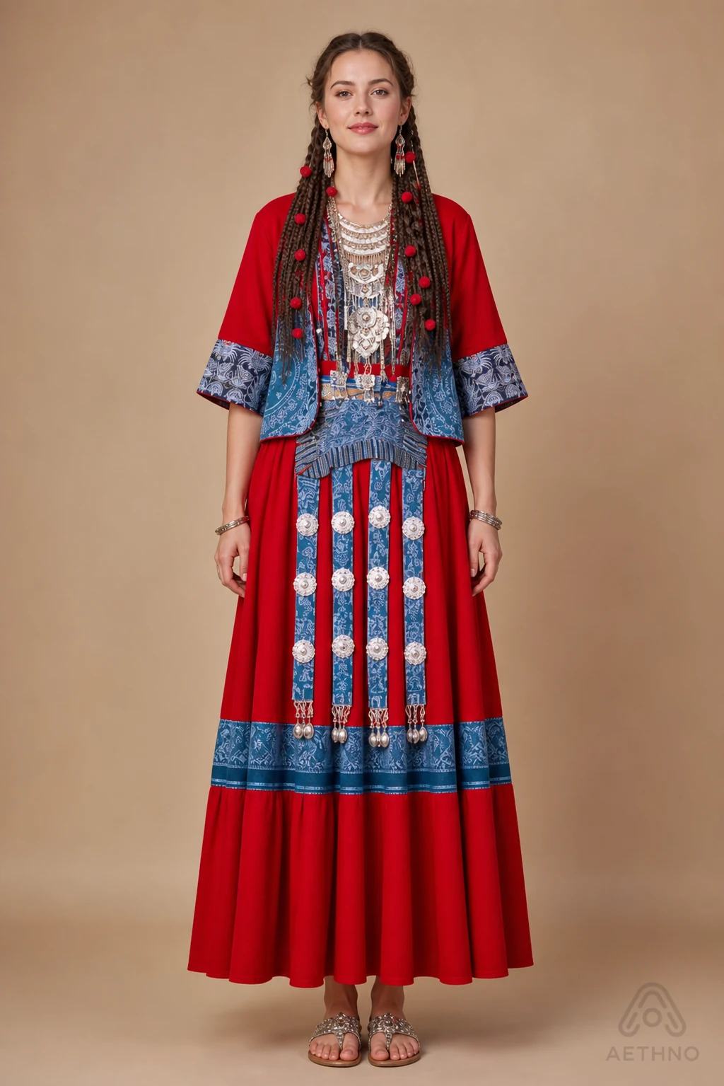 AETHNO Miao-Inspired Embroidered Women's Outfit - Look 329