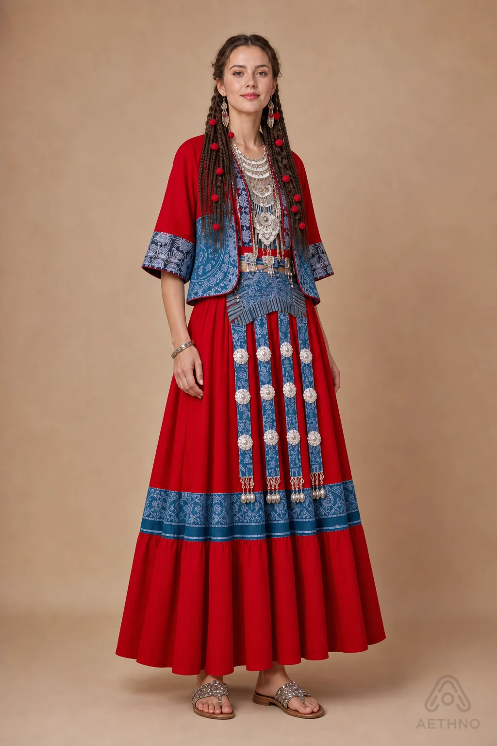 AETHNO Miao-Inspired Embroidered Women's Outfit - Look 329 - Image 2