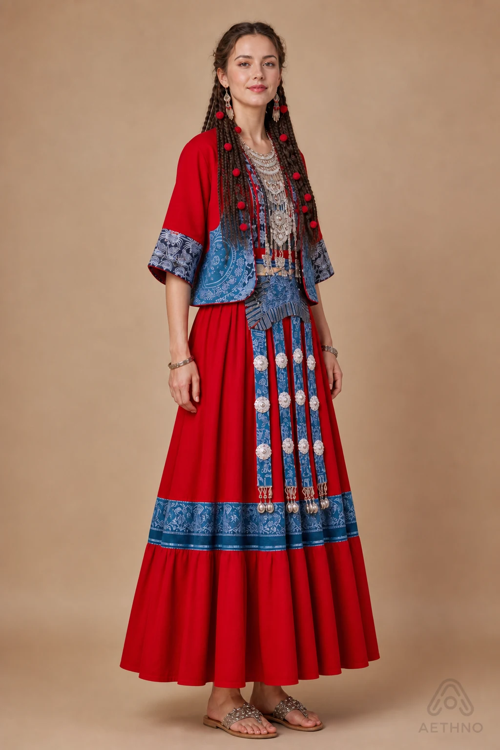 AETHNO Miao-Inspired Embroidered Women's Outfit - Look 329 - Image 3