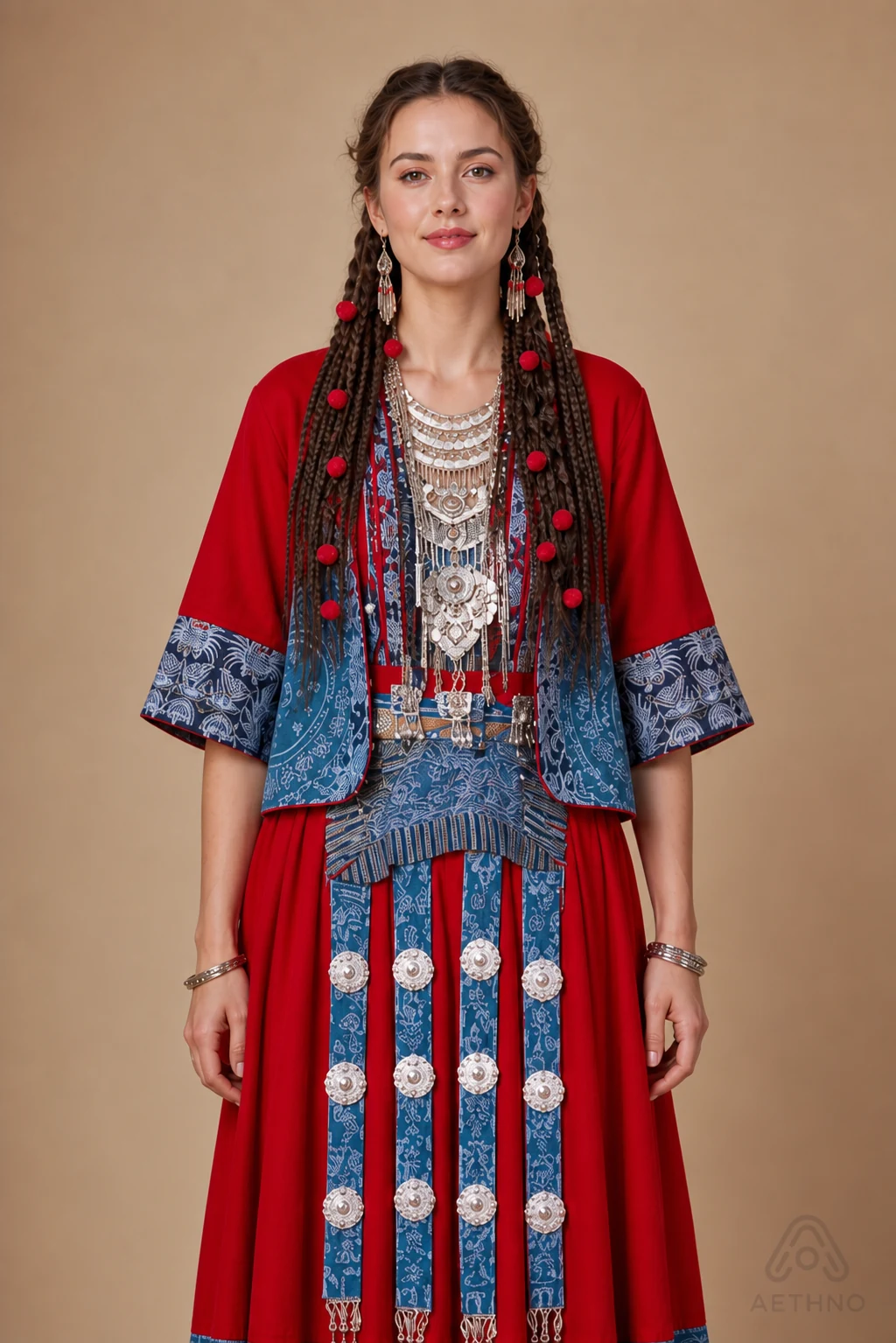AETHNO Miao-Inspired Embroidered Women's Outfit - Look 329 - Image 5