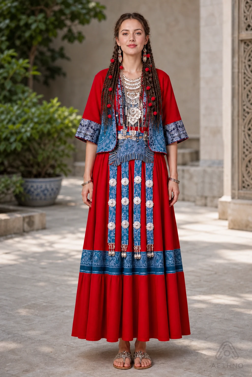AETHNO Miao-Inspired Embroidered Women's Outfit - Look 329 - Image 9