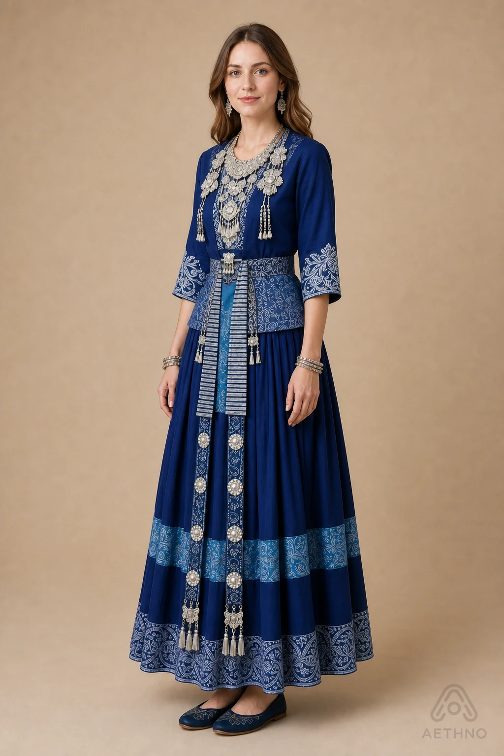 AETHNO Miao-Inspired Embroidered Women's Outfit - Look 330 - Image 3