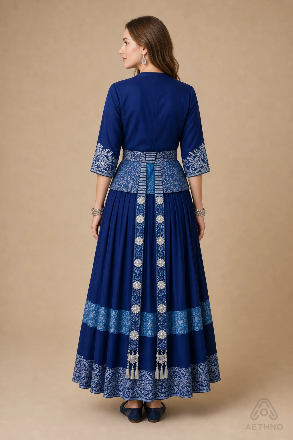 AETHNO Miao-Inspired Embroidered Women's Outfit - Look 330 - Image 4
