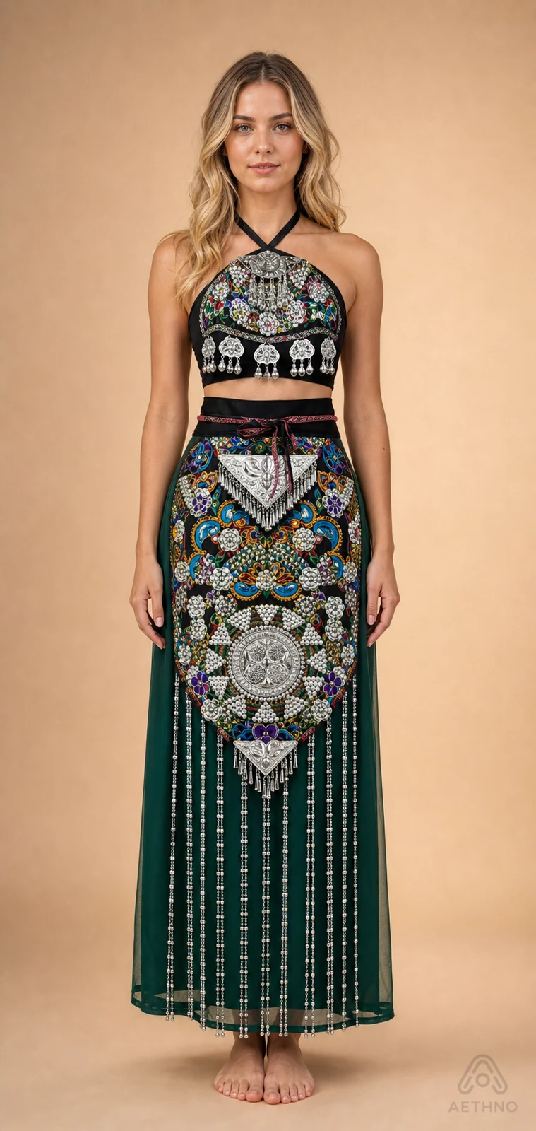AETHNO Miao-Inspired Embroidered Women's Outfit - Look 341