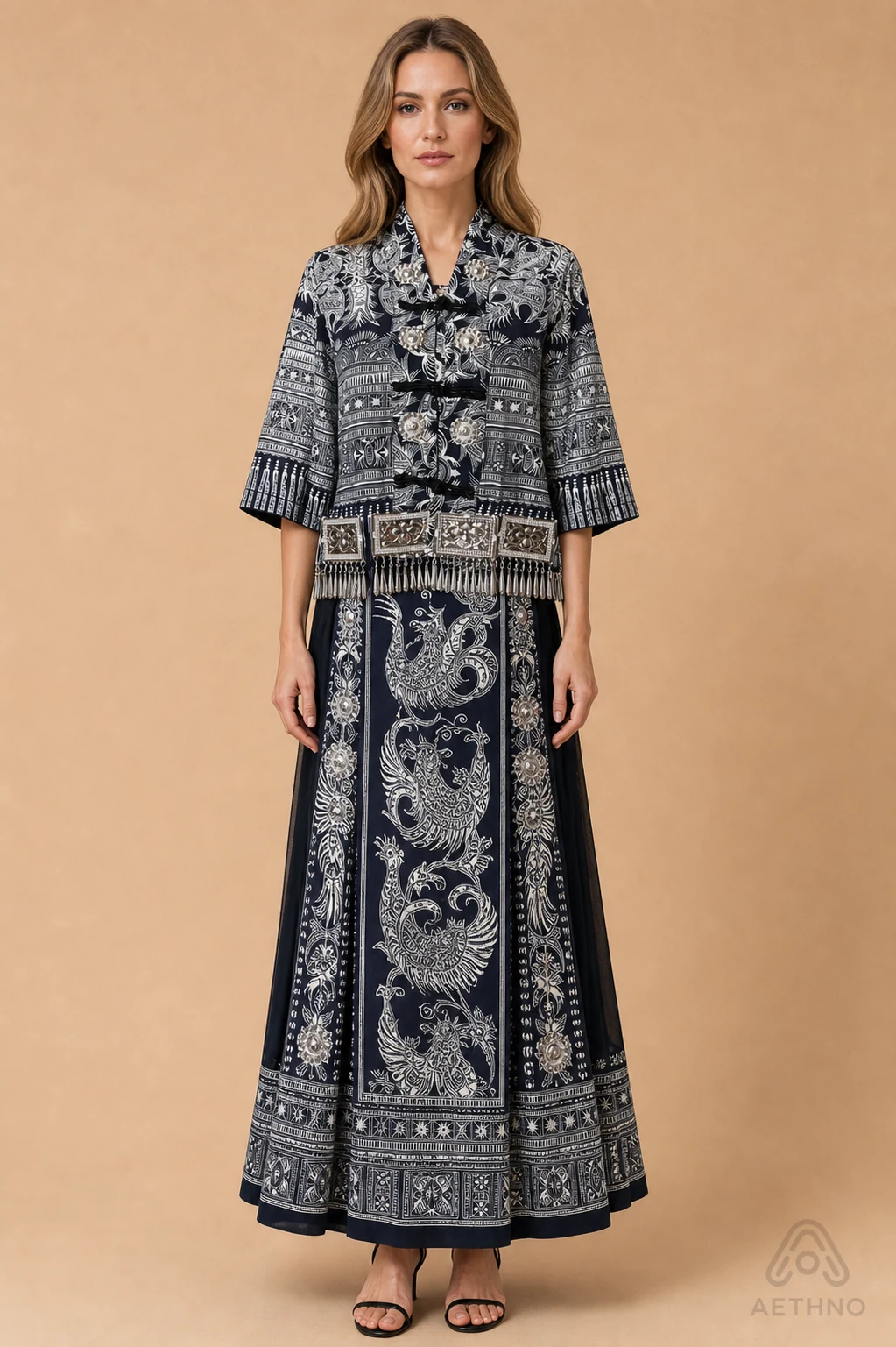 AETHNO Miao-Inspired Embroidered Women's Outfit - Look 349