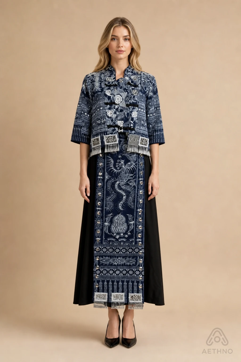 AETHNO Miao-Inspired Embroidered Women's Outfit - Look 350