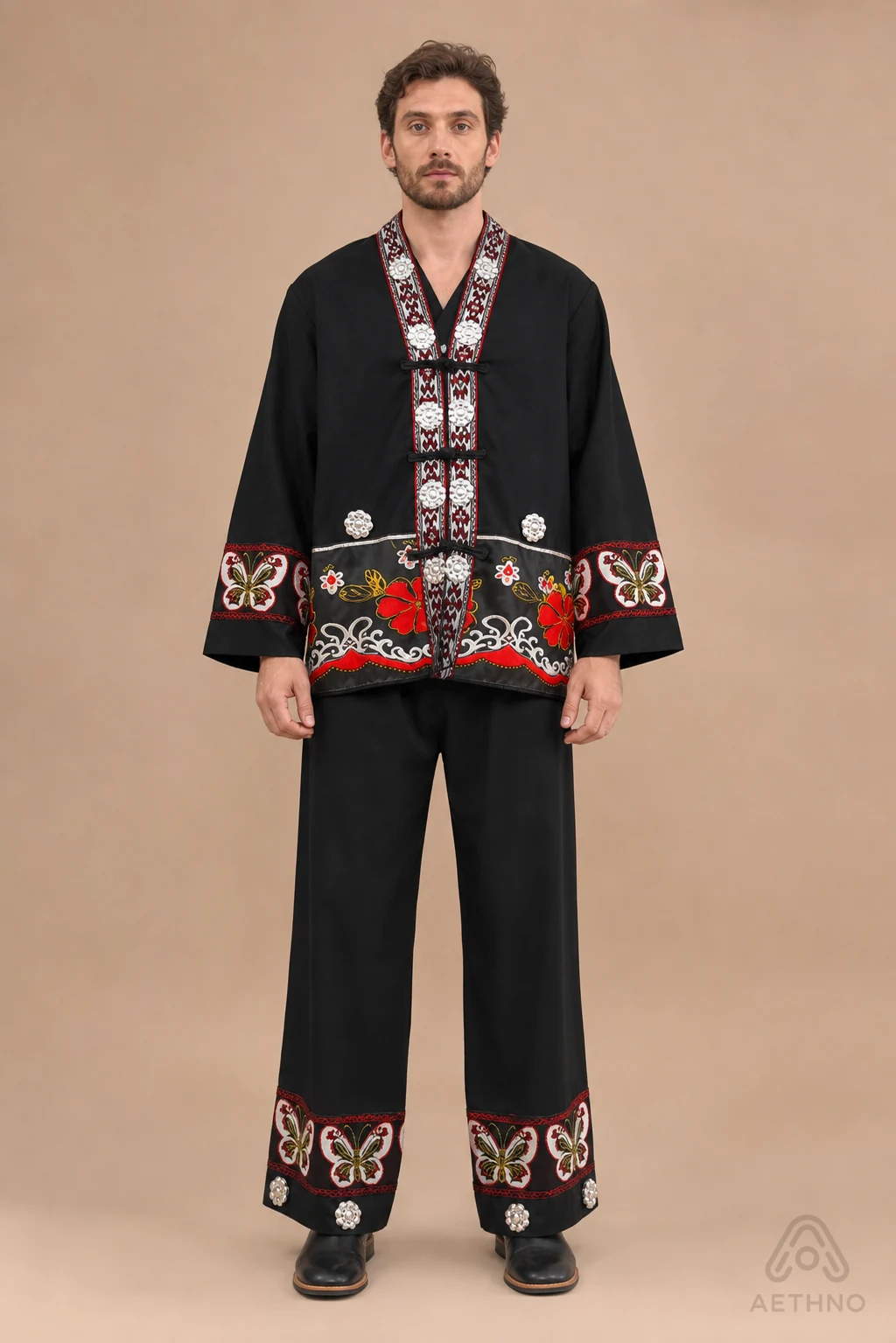 AETHNO Miao-Inspired Embroidered Men's Outfit - Look 351