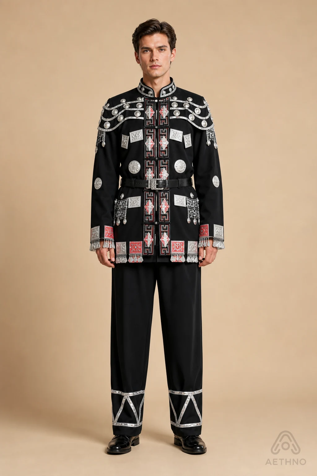 AETHNO Miao-Inspired Embroidered Men's Outfit - Look 352