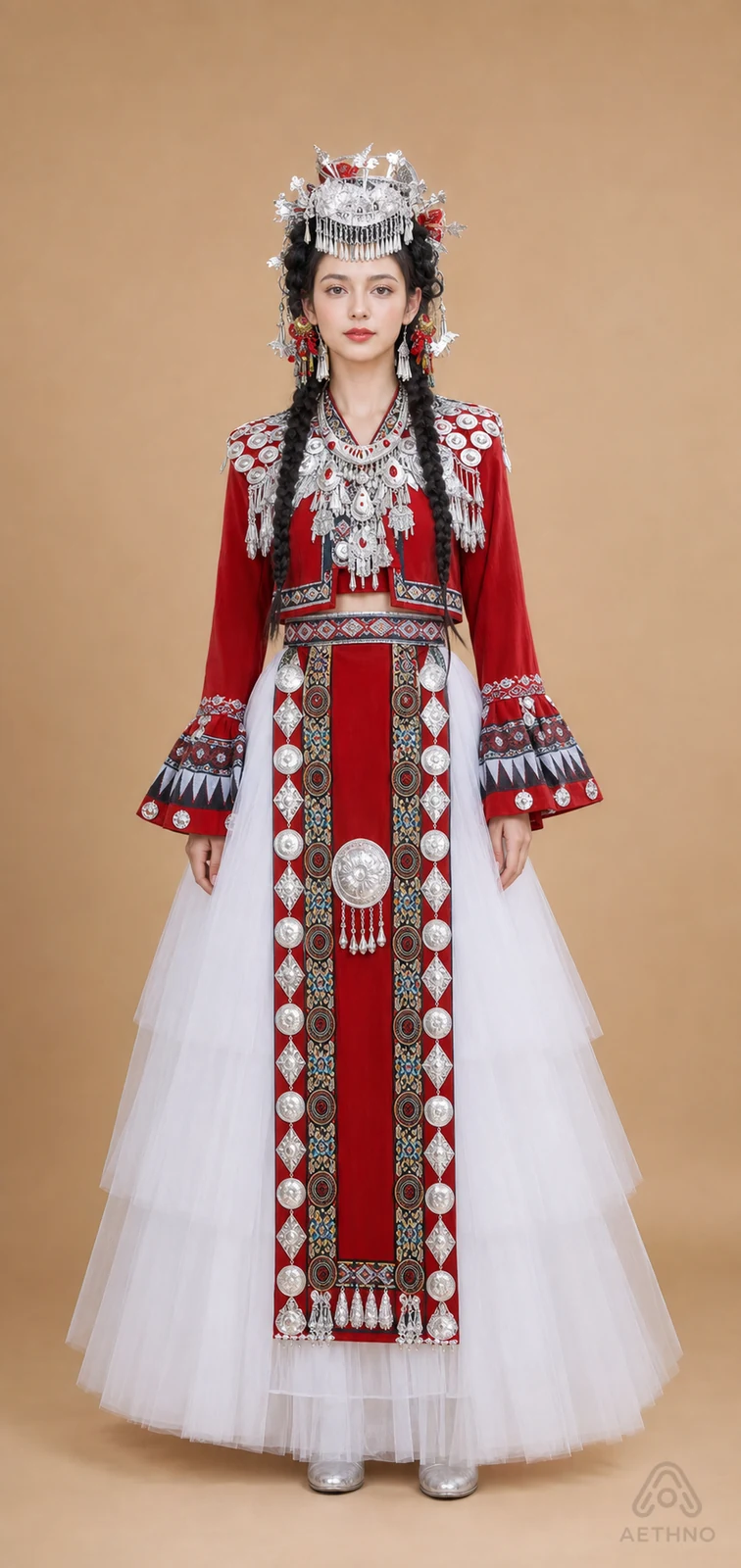 AETHNO Miao-Inspired Embroidered Women's Outfit - Look 353