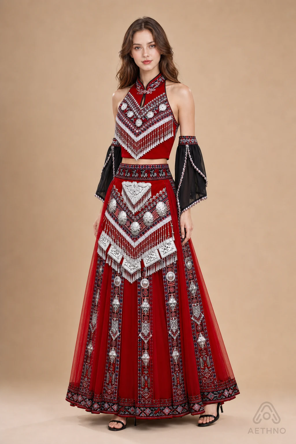 AETHNO Miao-Inspired Embroidered Women's Outfit - Look 356 - Image 2