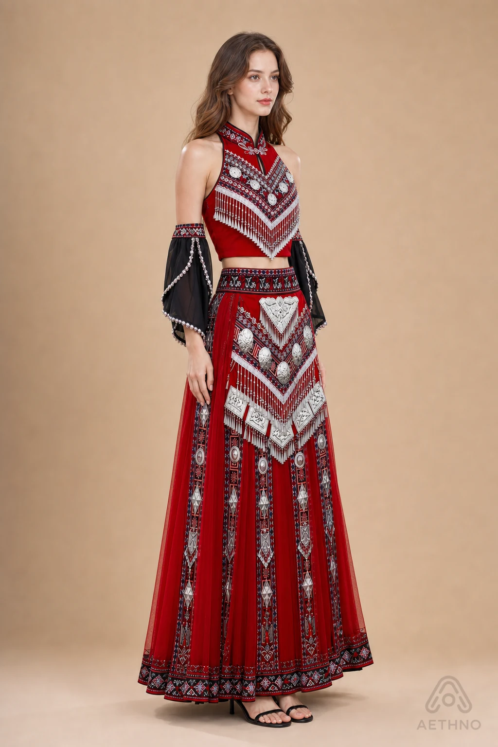 AETHNO Miao-Inspired Embroidered Women's Outfit - Look 356 - Image 3