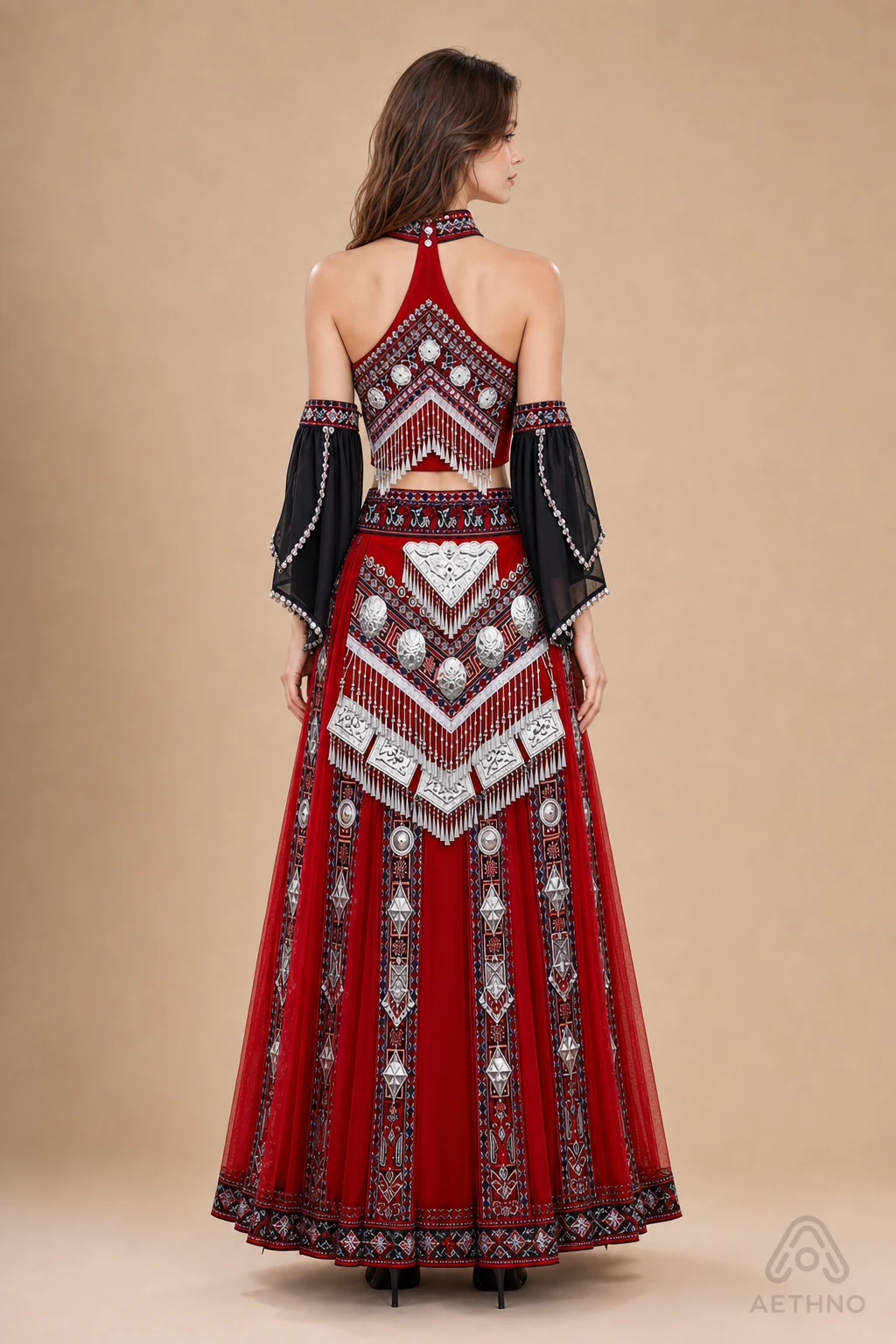 AETHNO Miao-Inspired Embroidered Women's Outfit - Look 356 - Image 4