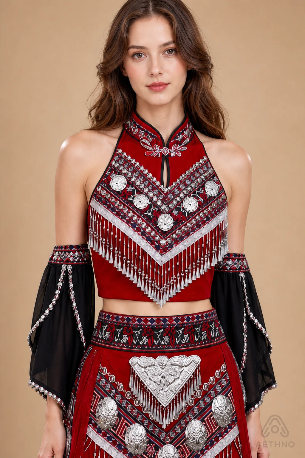 AETHNO Miao-Inspired Embroidered Women's Outfit - Look 356 - Image 5