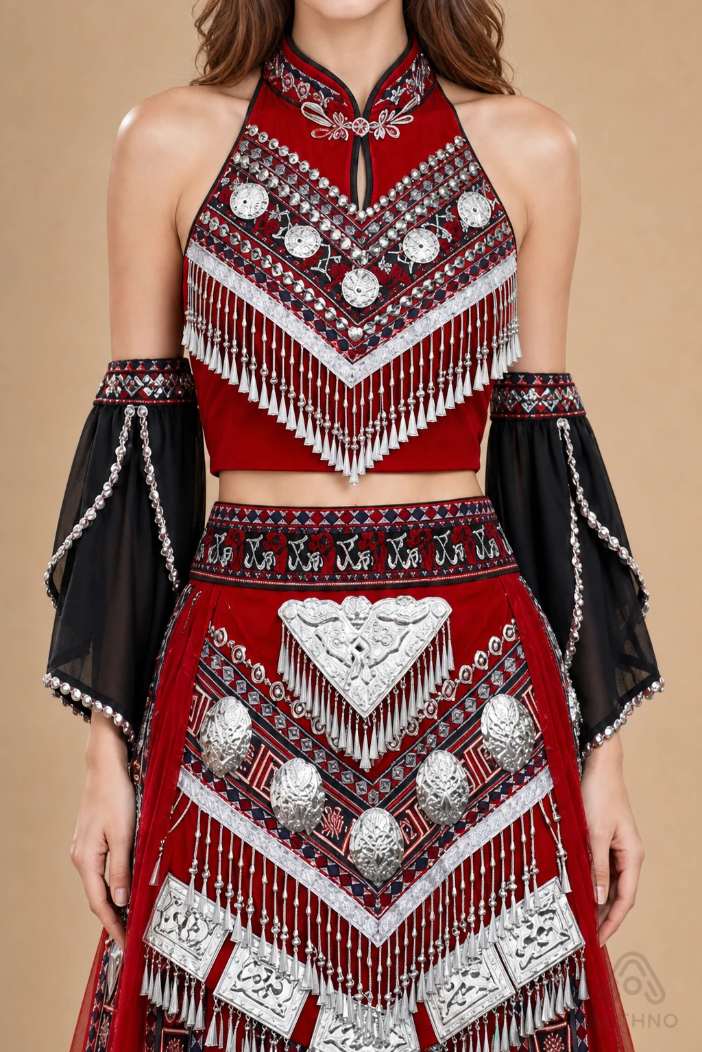 AETHNO Miao-Inspired Embroidered Women's Outfit - Look 356 - Image 6