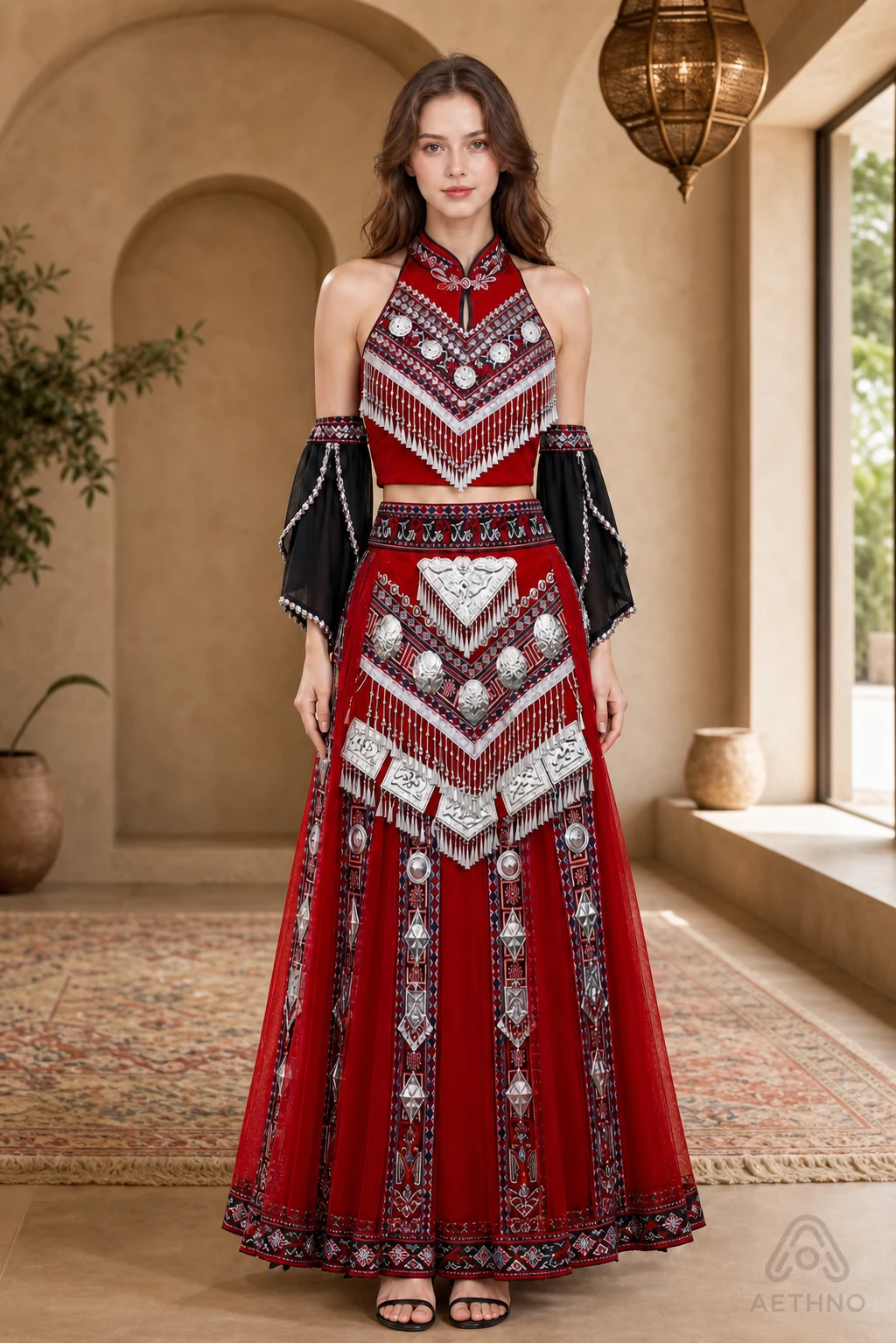 AETHNO Miao-Inspired Embroidered Women's Outfit - Look 356 - Image 9