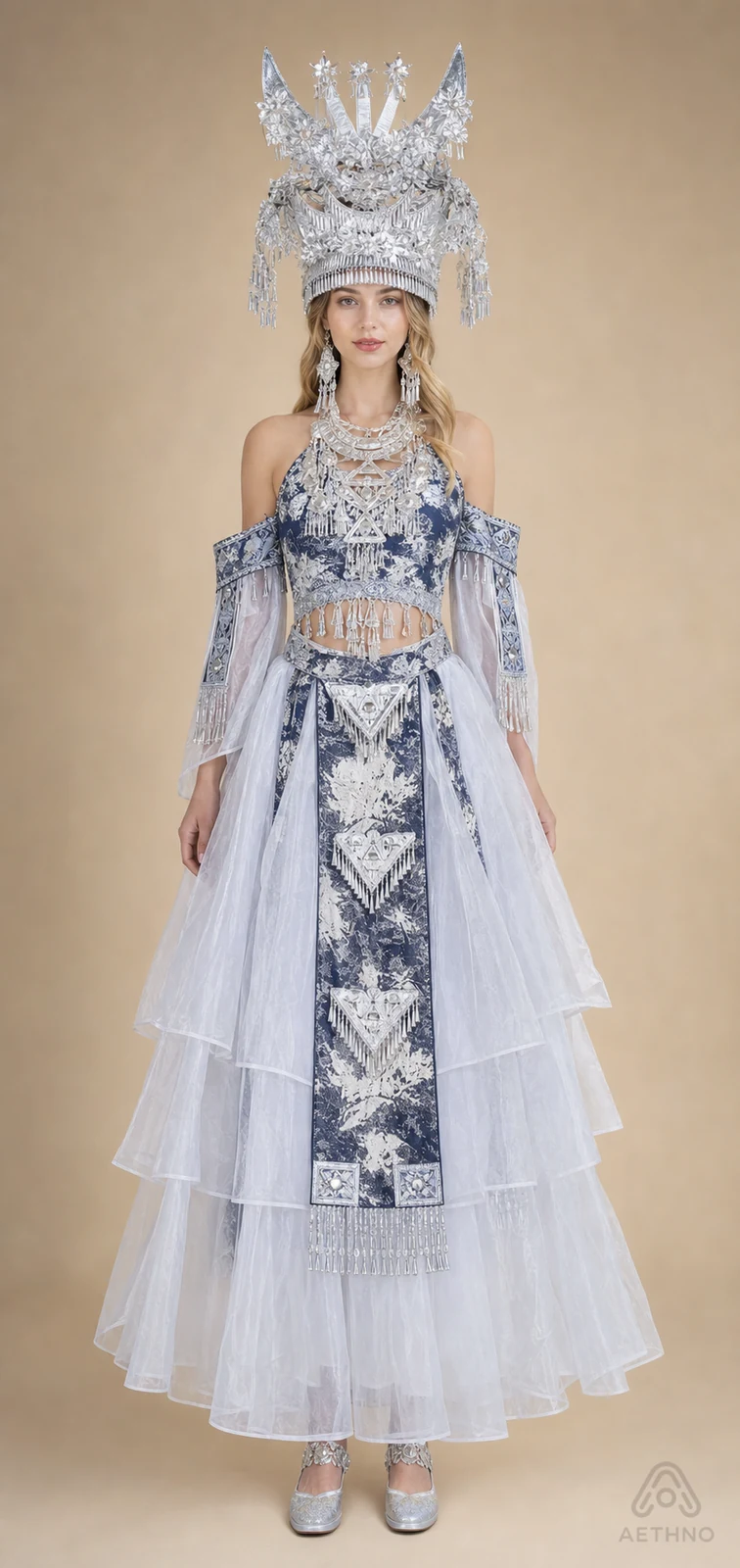 AETHNO Miao-Inspired Embroidered Women's Outfit - Look 357