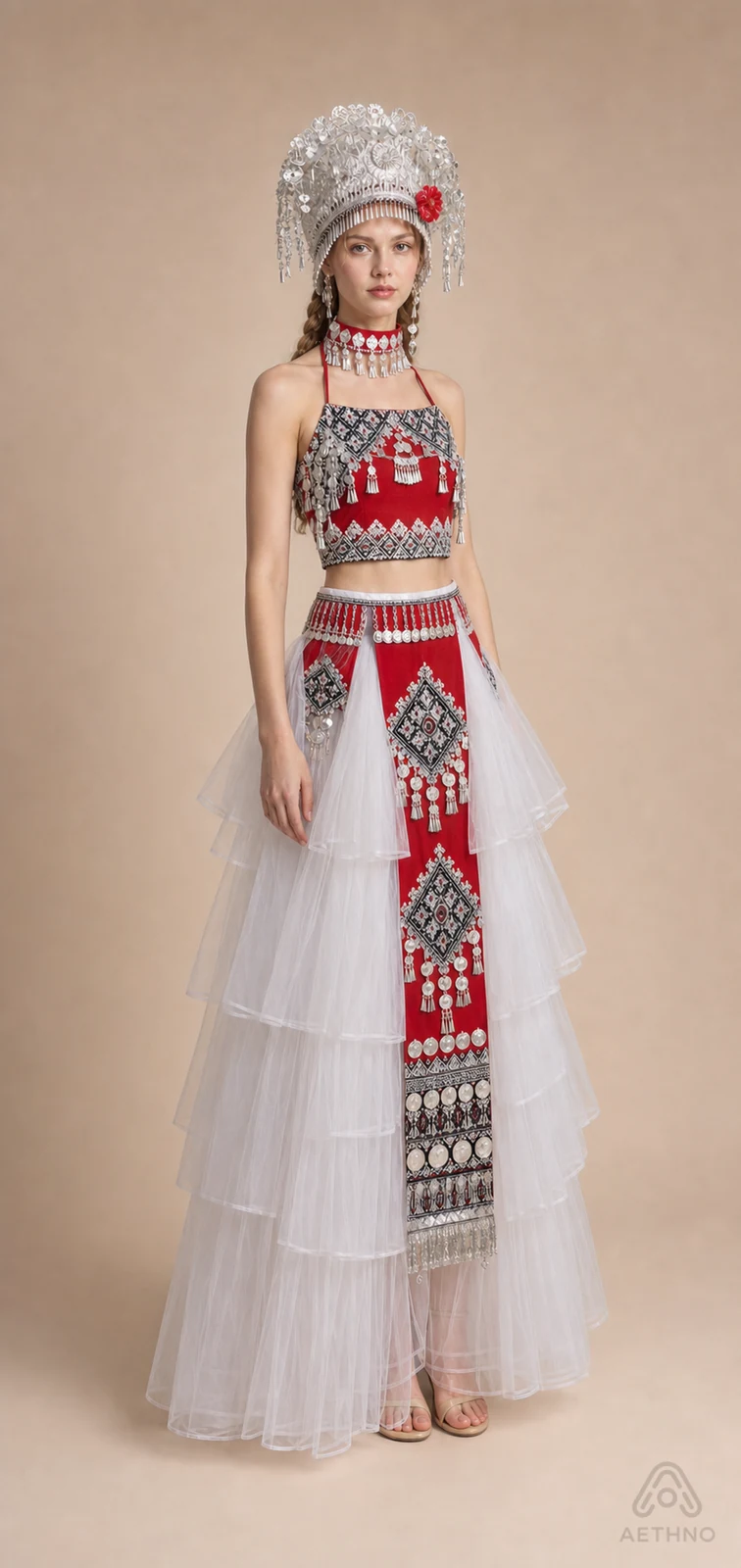 AETHNO Miao-Inspired Embroidered Women's Outfit - Look 358 - Image 2