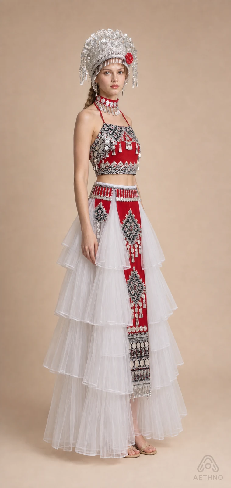 AETHNO Miao-Inspired Embroidered Women's Outfit - Look 358 - Image 3