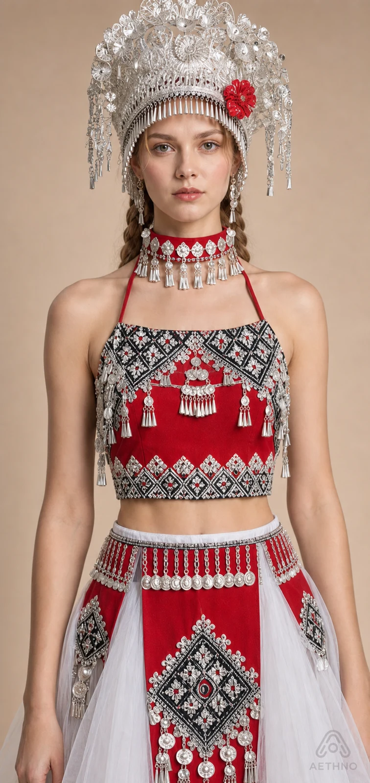 AETHNO Miao-Inspired Embroidered Women's Outfit - Look 358 - Image 5