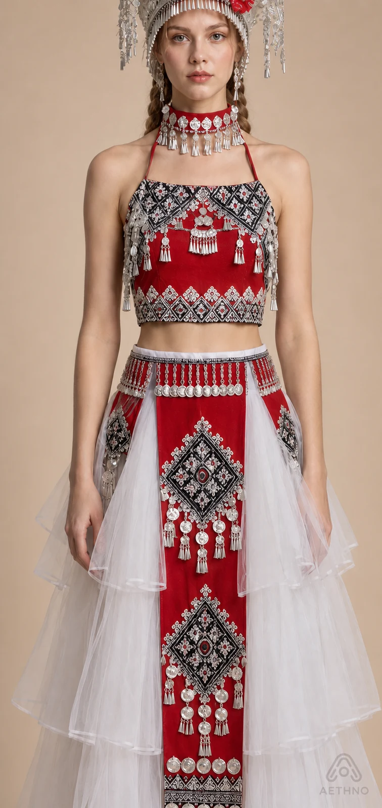AETHNO Miao-Inspired Embroidered Women's Outfit - Look 358 - Image 6
