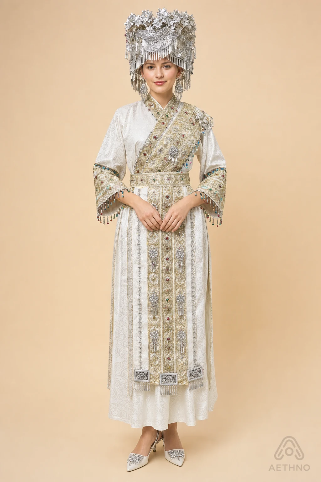 AETHNO Miao-Inspired Embroidered Women's Outfit - Look 374
