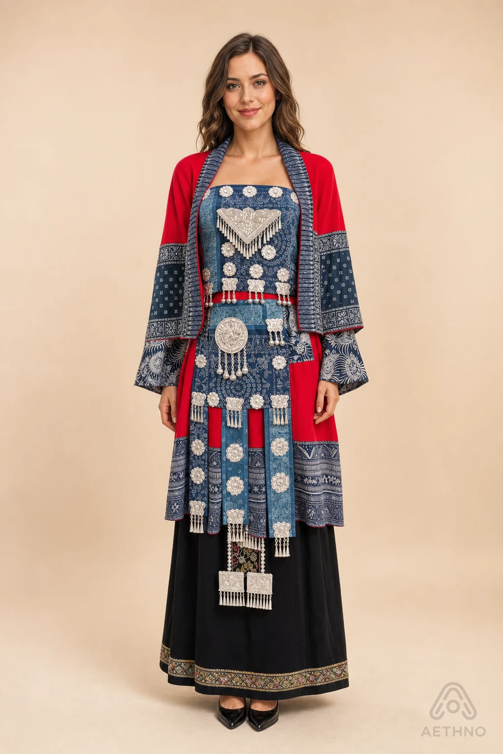 AETHNO Miao-Inspired Embroidered Women's Outfit - Look 375